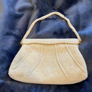 Wedding or Special Event Vintage Cream Beaded Evening Bag
